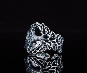Yggdrasil Ring with Ornament Sterling Silver Unique Norse Jewelry