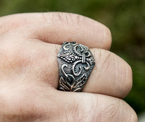 Ring with Heraldic Lilia Sterling Silver Handcrafted Jewelry
