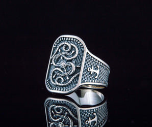 Ring with Steering Wheel Sterling Silver Handcrafted Jewelry