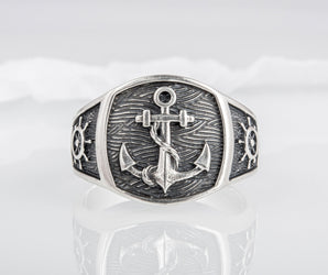 Anchor Symbol Ring Sterling Silver Handcrafted Jewelry