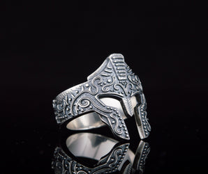 Spartan Helmet Ring Sterling Silver Handcrafted Jewelry