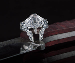 Spartan Helmet Ring Sterling Silver Handcrafted Jewelry