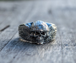 Ring with Skull Sterling Silver Handcrafted Jewelry