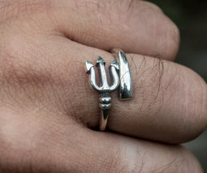 Trident Ring Sterling Silver Handmade Unique Jewelry
