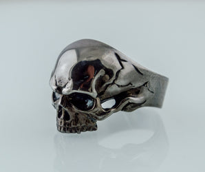 Skull Biker Ring Ruthenium Plated Sterling Silver Black Limited Edition Jewelry