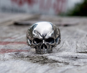 Skull Biker Ring Sterling Silver Handcrafted Jewelry