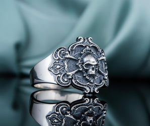 Jolly Roger Ring Sterling Silver Unique Handmade Jewelry