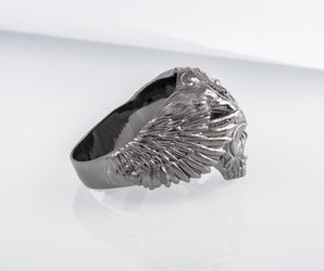 Odin Ring with Valknut Symbol Ring Ruthenium Plated Sterling Silver Unique Black Limited Edition Jewelry