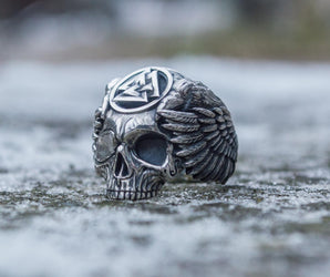 Odin Ring with Valknut Symbol Ring Sterling Silver Unique Handmade Jewelry