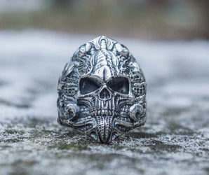 Skull Ring Sterling Silver Unique Handmade Jewelry