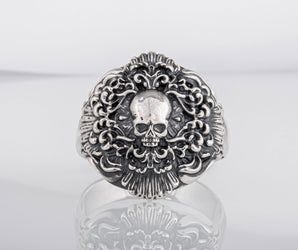 Skull Ring Sterling Silver Unique Handmade Biker Jewelry