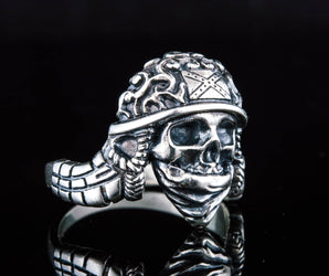 Skull Ring Sterling Silver Biker Jewelry