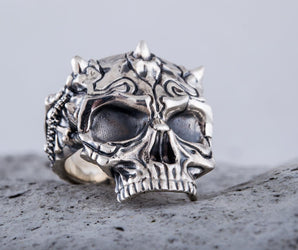 Skull Ring Sterling SIlver Biker Handcrafted Jewelry