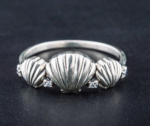 Ring with Shell and Cubic Zirconia Sterling Silver Jewelry