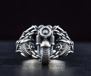 Motobike Ring Sterling Silver Biker Jewelry