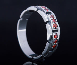 Handmade Ring with red Cubic Zirconia Sterling Silver Jewelryv