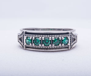 Handmade Ring with Green Cubiz Zirconia Sterling Silver Jewelry
