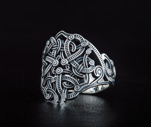 Ring with Ornament Sterling Silver Handmade Jewelry