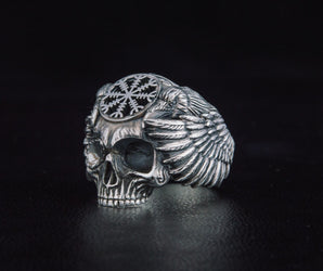 Odin Ring with Helm of Awe Symbol Ring Sterling Silver Unique Handmade Jewelry
