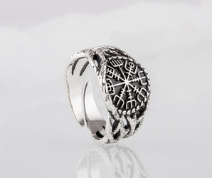 Ring with Vegvisir Sterling Silver Handmade Jewelry