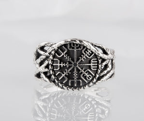 Ring with Vegvisir Sterling Silver Handmade Jewelry