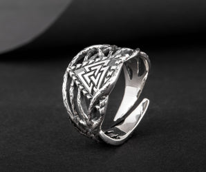 Ring with Valknut Sterling Silver Handmade Jewelry