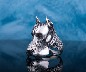 Ring with Dog Sterling Silver Handmade Jewelry