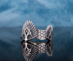 Yggdrasil Ring Sterling Silver Handmade Jewelry