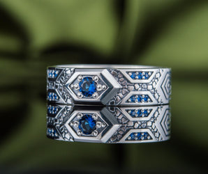 Ring with Blue Cubic Zirconia Sterling Silver Jewelry