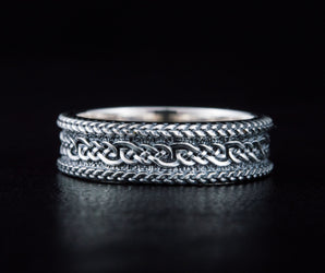 Ring with Ornament Sterling Silver Handcrafted Viking Jewelry