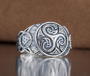 Triskelion Symbol Ring Sterling Silver Handmade Viking Jewelry