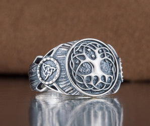 Yggdrasil Symbol Ring Sterling Silver Handmade Viking Jewelry