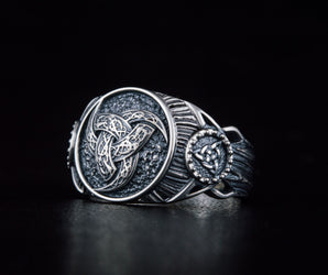 Odin Horn Symbol Ring Sterling Silver Handmade Viking Jewelry