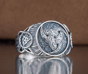 Odin Horn Symbol Ring Sterling Silver Handmade Viking Jewelry