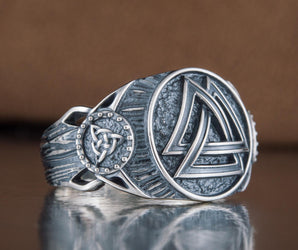 Valknut Symbol Ring Sterling Silver Handmade Viking Jewelry