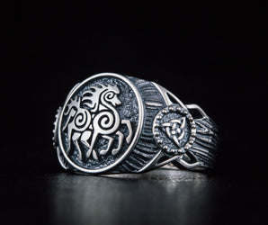 Sleipnir Symbol Ring Sterling Silver Handmade Viking Jewelry