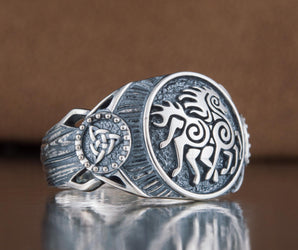 Sleipnir Symbol Ring Sterling Silver Handmade Viking Jewelry