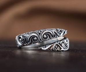Snake Style Ring with Ornament Sterling Silver Norse Jewelry