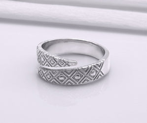 950 Platinum Snake Style Ring with Geometry Ornament, Handcrafted Jewelry