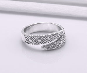 950 Platinum Snake Style Ring with Geometry Ornament, Handcrafted Jewelry