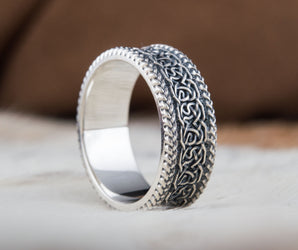 Norse Ornament Ring Sterling Silver Handmade Viking Jewelry