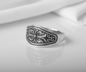 Unique 925 Silver Fashion Ring with Ornament, Handmade jewelry