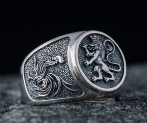 Ring with Lion Sterling Silver Handmade Jewelry