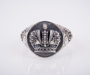 925 Silver Fashion ring with Crown and leaves ornament, Unique handcrafted Jewelry