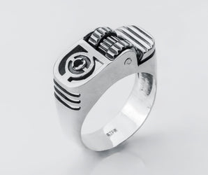 Sterling Silver Lighter Ring, Unique Handcrafted Biker Jewelry