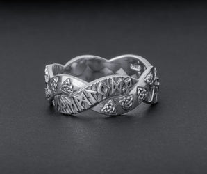 Norse Rues Ring with Triquetra, 925 Silver
