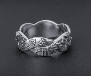 Norse Rues Ring with Triquetra, 925 Silver