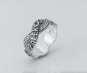 Elder Futhark Runes Ring, 925 SIlver