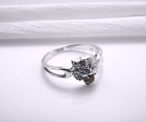925 Silver Tiger Ring, Handmade Animal Jewelry