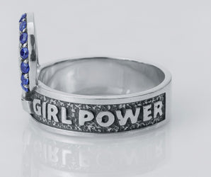 Girl Power Ring with Gems, 925 Silver